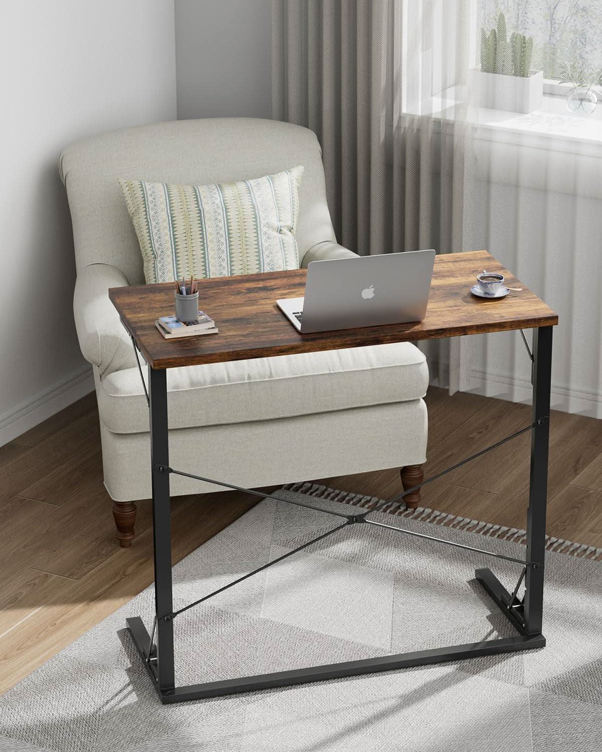 31.5 Inch Collapsible Tray Desk Rustic Brown Premium Finish
