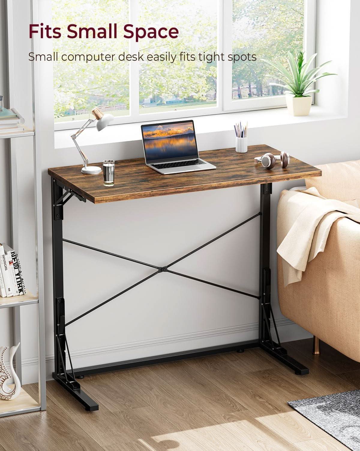 31.5 Inch Collapsible Tray Desk Rustic Brown Premium Finish