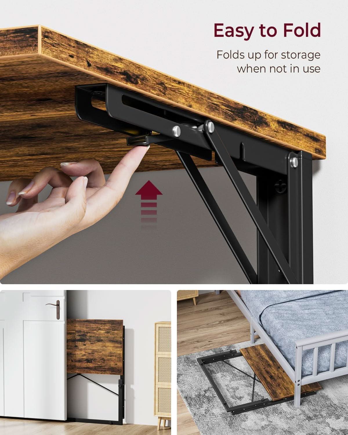 31.5 Inch Collapsible Tray Desk Rustic Brown Premium Finish