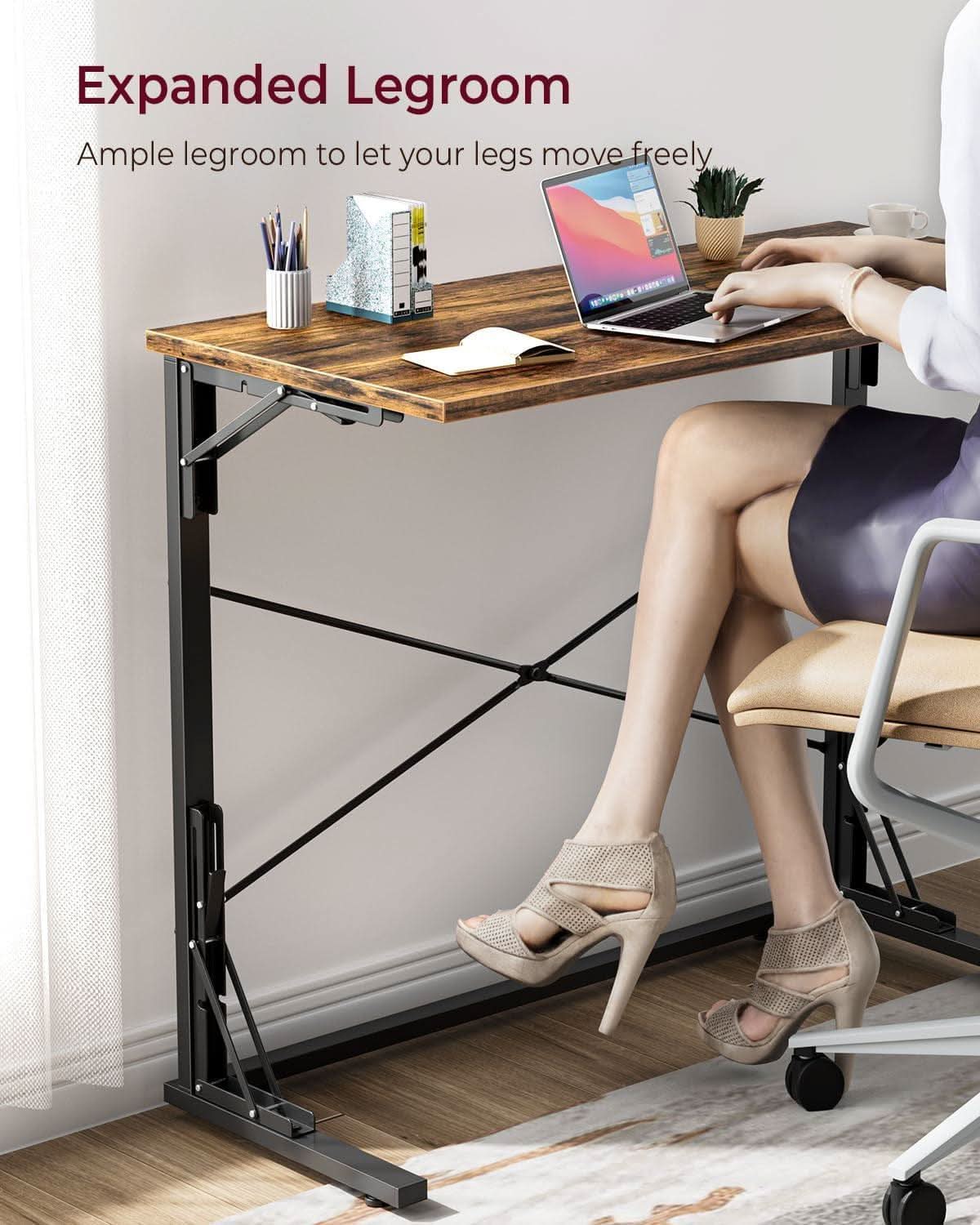 31.5 Inch Collapsible Tray Desk Rustic Brown Premium Finish