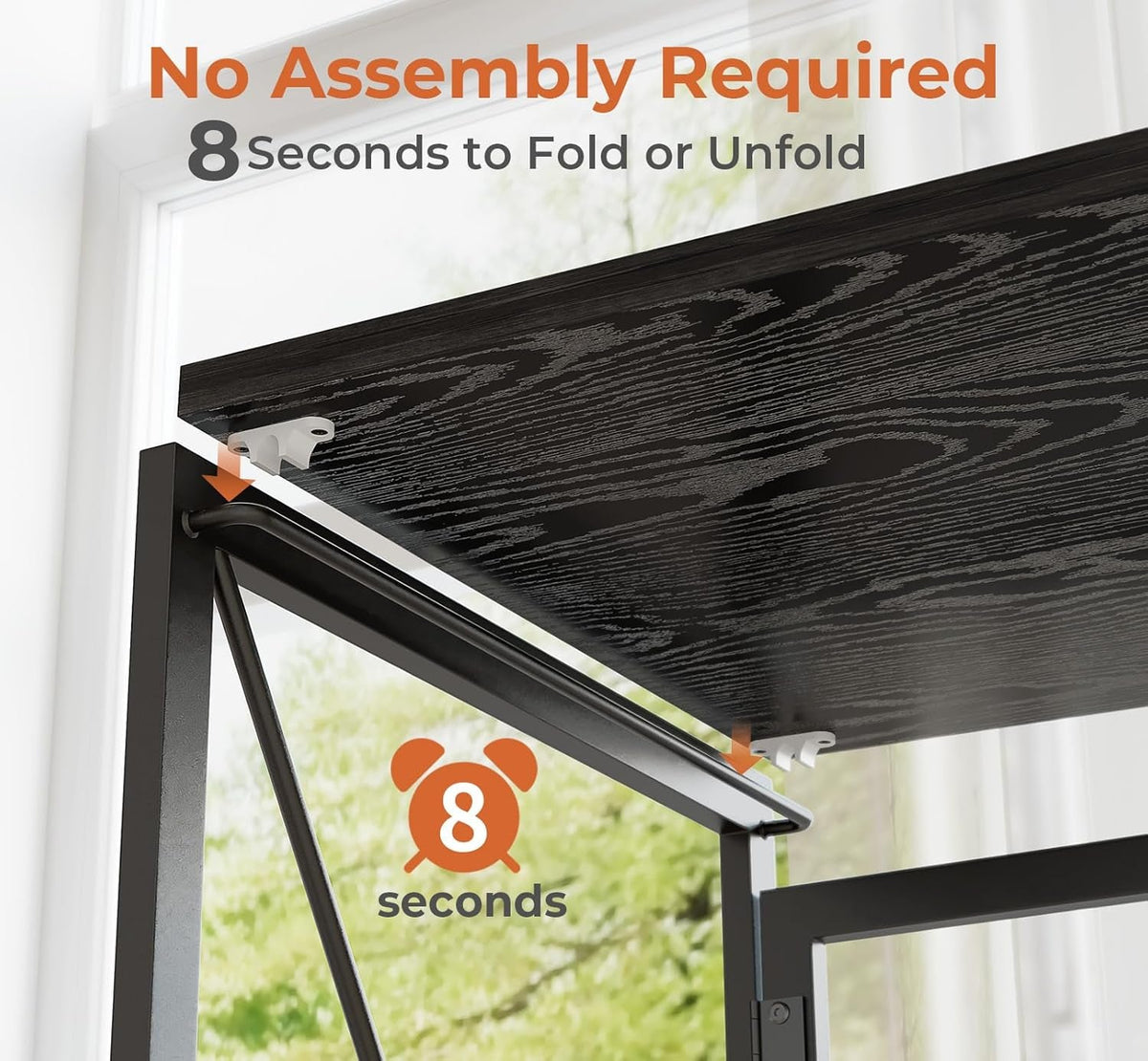 31.5 Inch Compact Folding Desk Black Wood Computer Desk