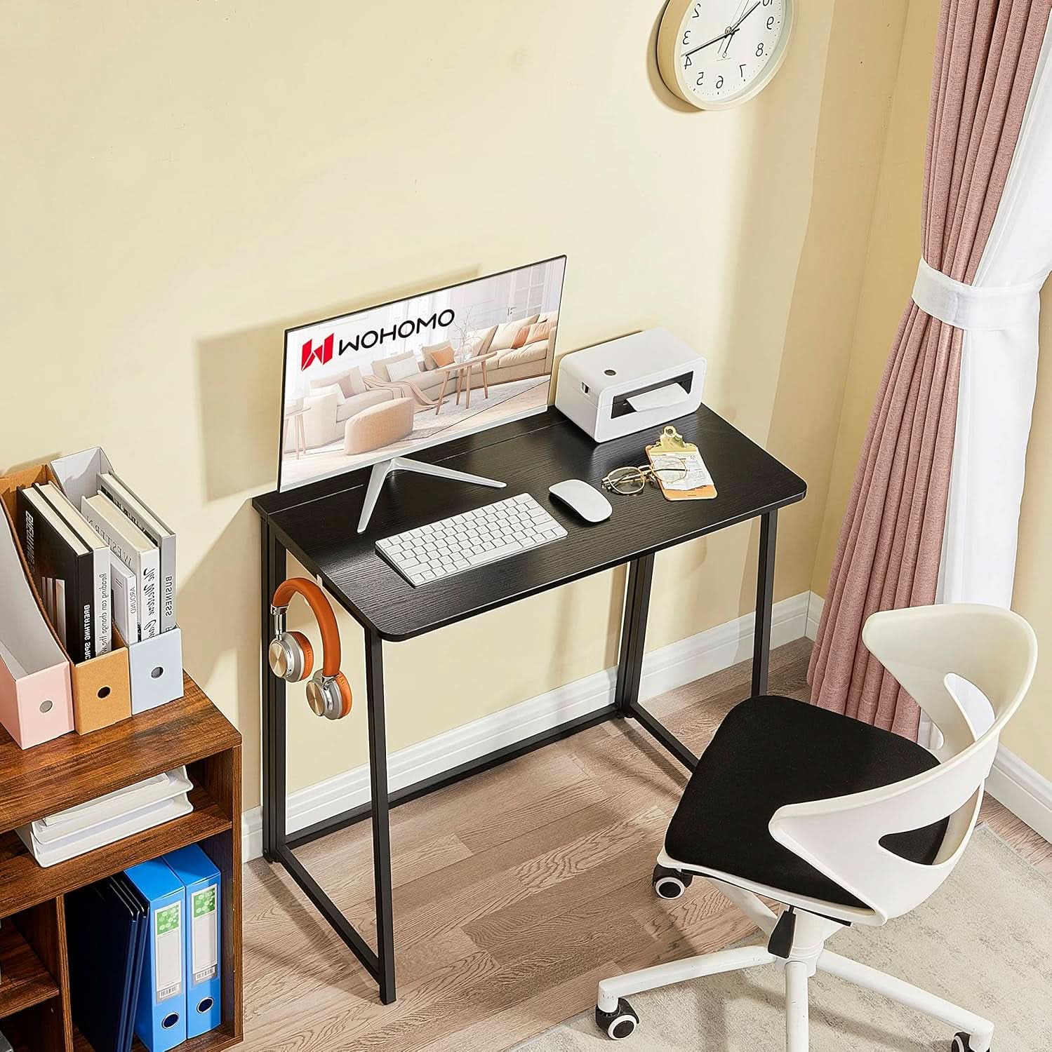 31.5 Inch Folding Computer Desk Black Space Saving