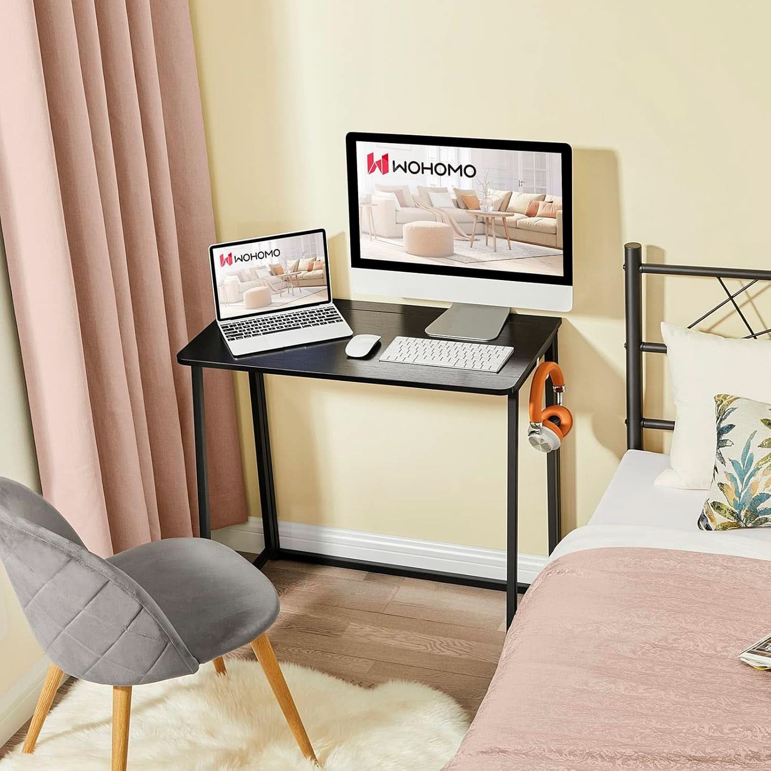 31.5 Inch Folding Computer Desk Black Space Saving
