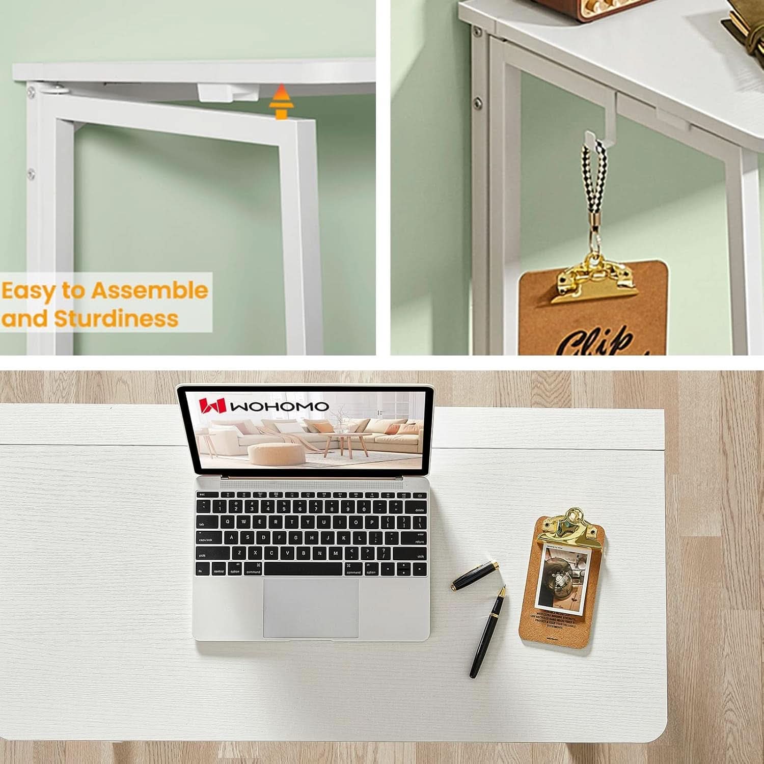 31.5 Inch Folding Desk White For Small Spaces Home Office