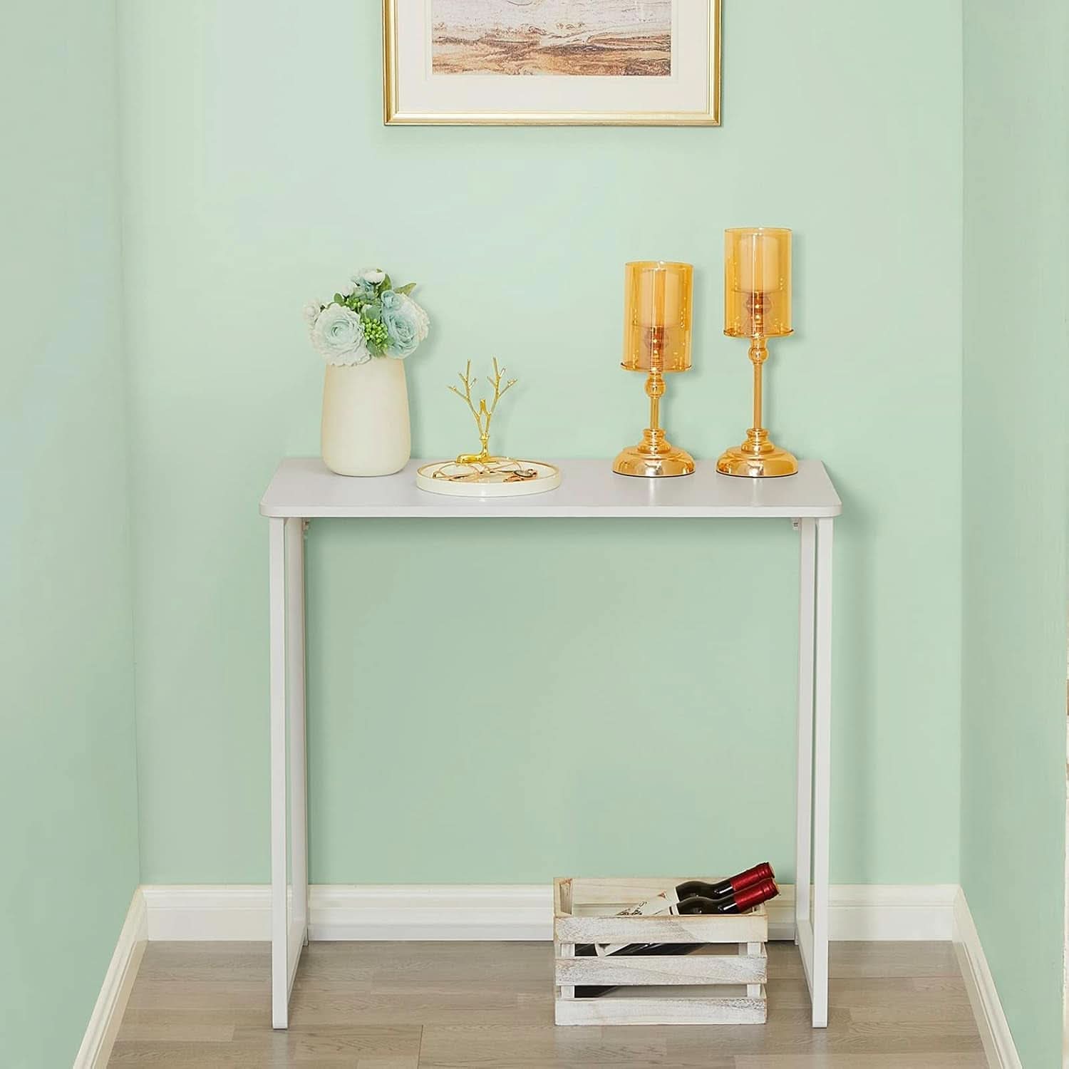 31.5 Inch Folding Desk White For Small Spaces Home Office