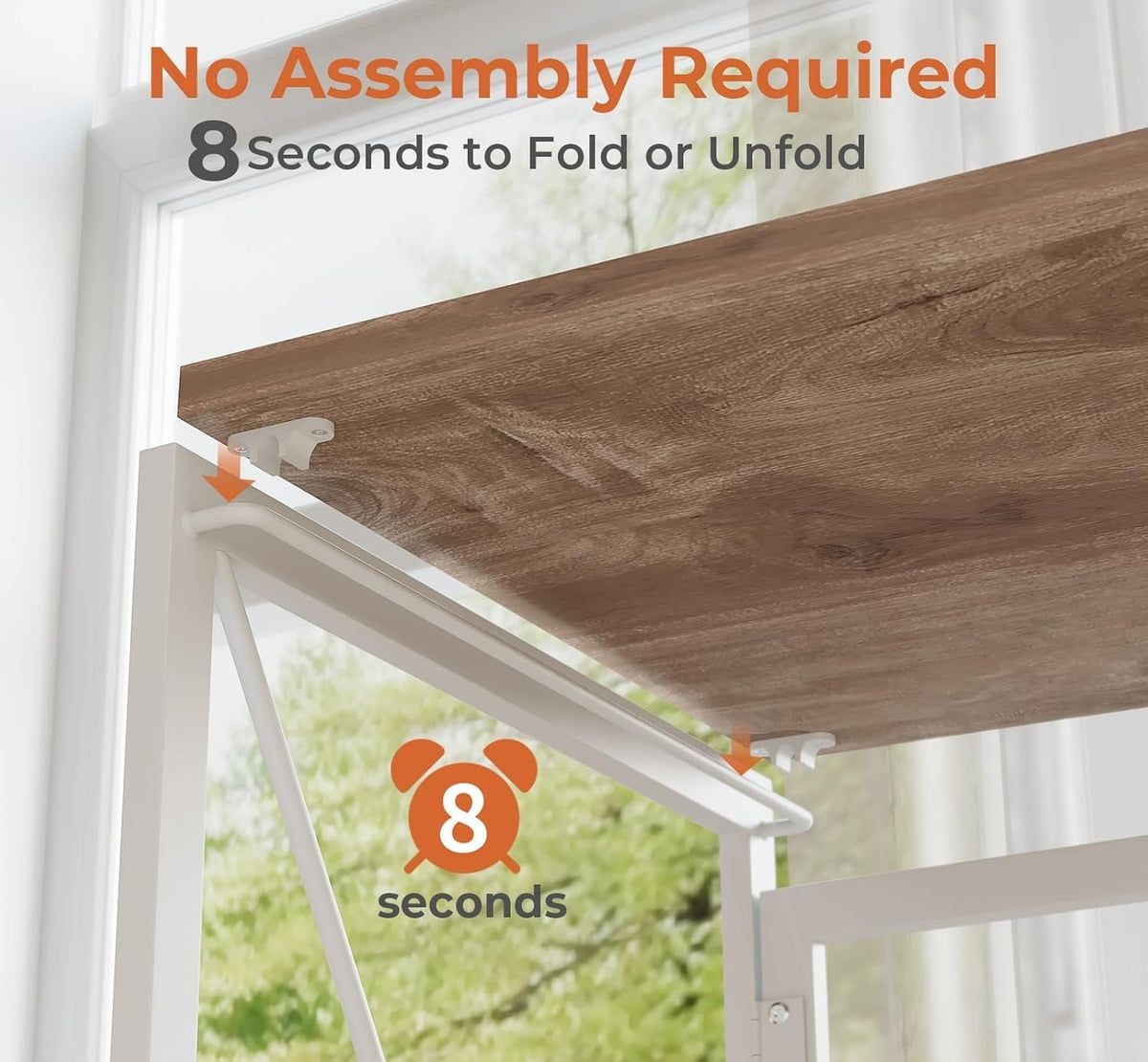 31.5 Inch Oak Folding Desk No Assembly For Small Spaces