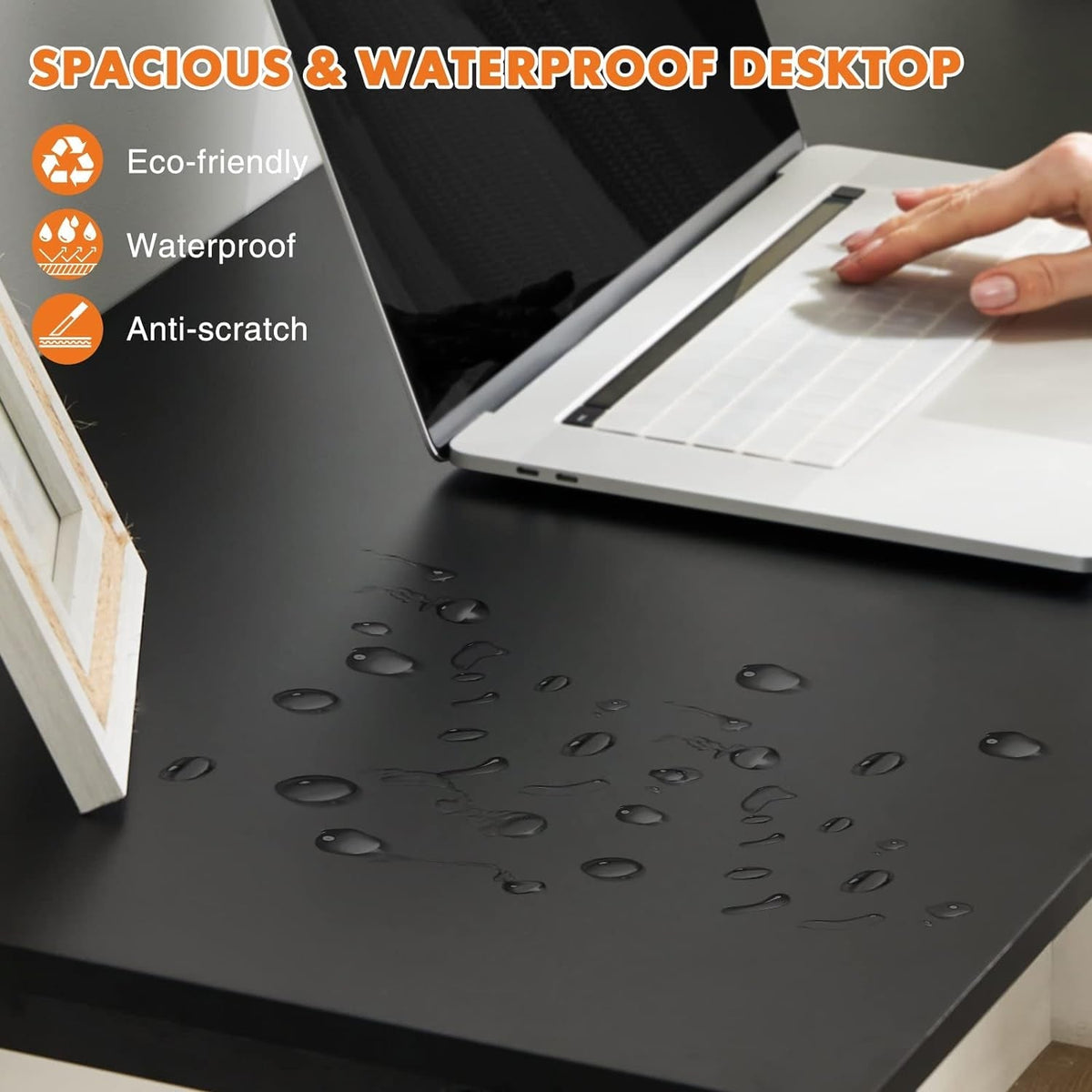 32 Inch Black Office Desk With Storage And Headphone Hooks