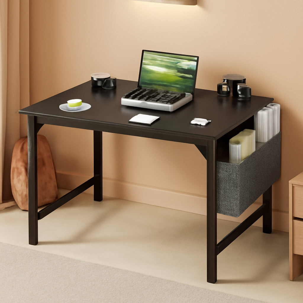 32 Inch Black Office Desk With Storage And Headphone Hooks