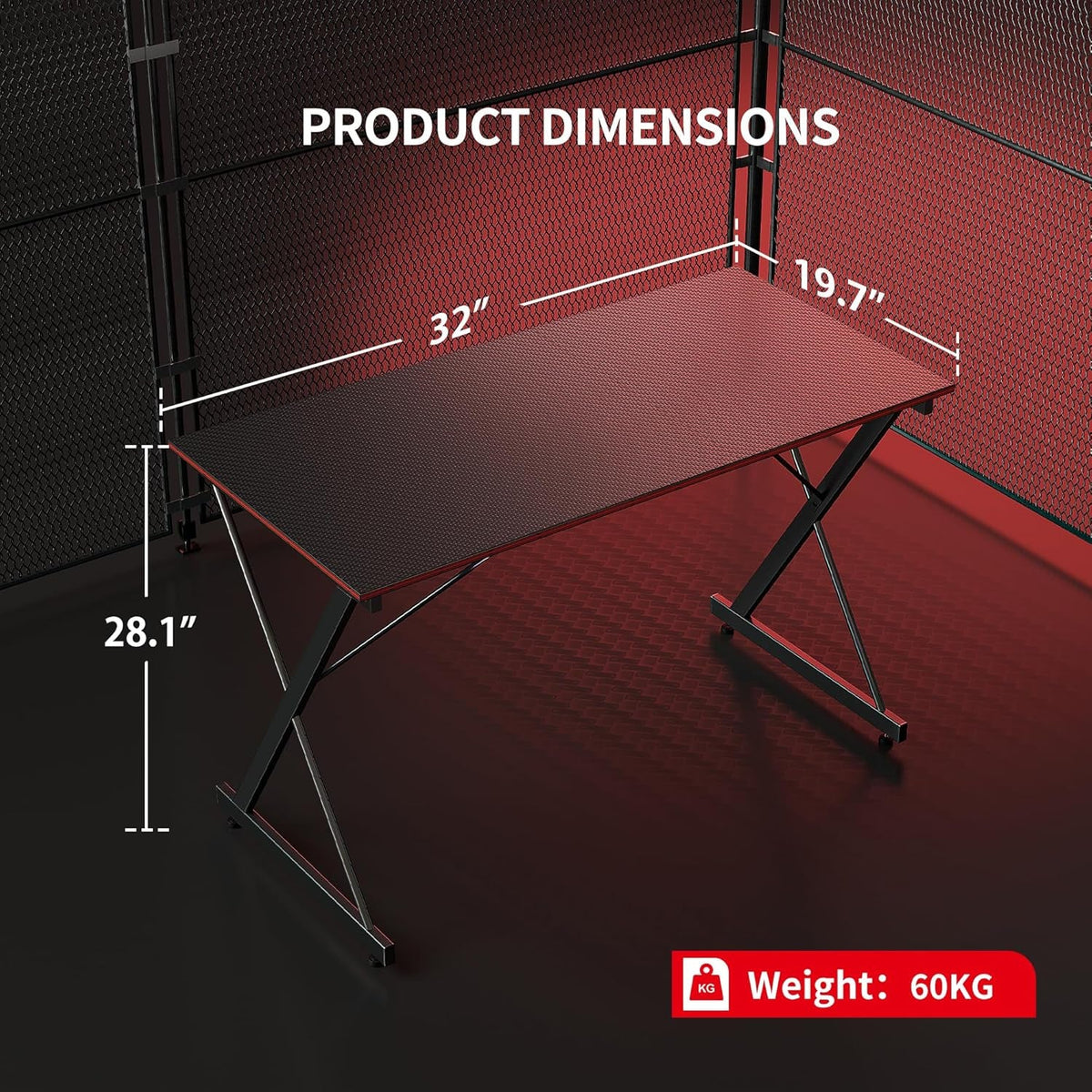 32 Inch Carbon Fiber Gaming Desk For PC Computer Workstation