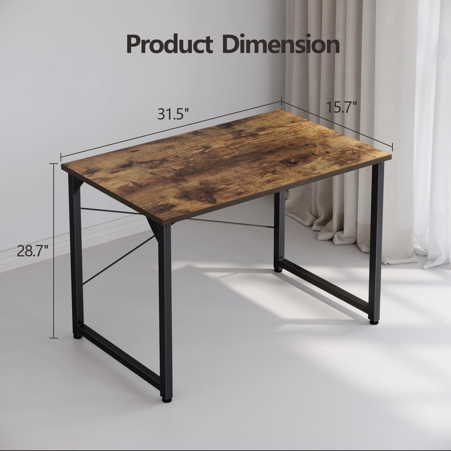 32 Inch Computer Desk Rustic Brown For Small Spaces