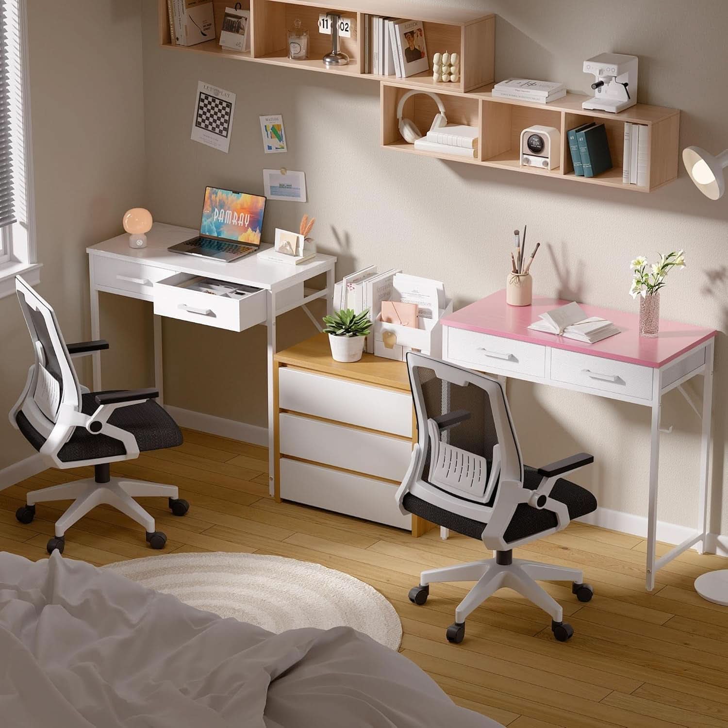 32 Inch Computer Desk With 2 Drawers For Small Spaces
