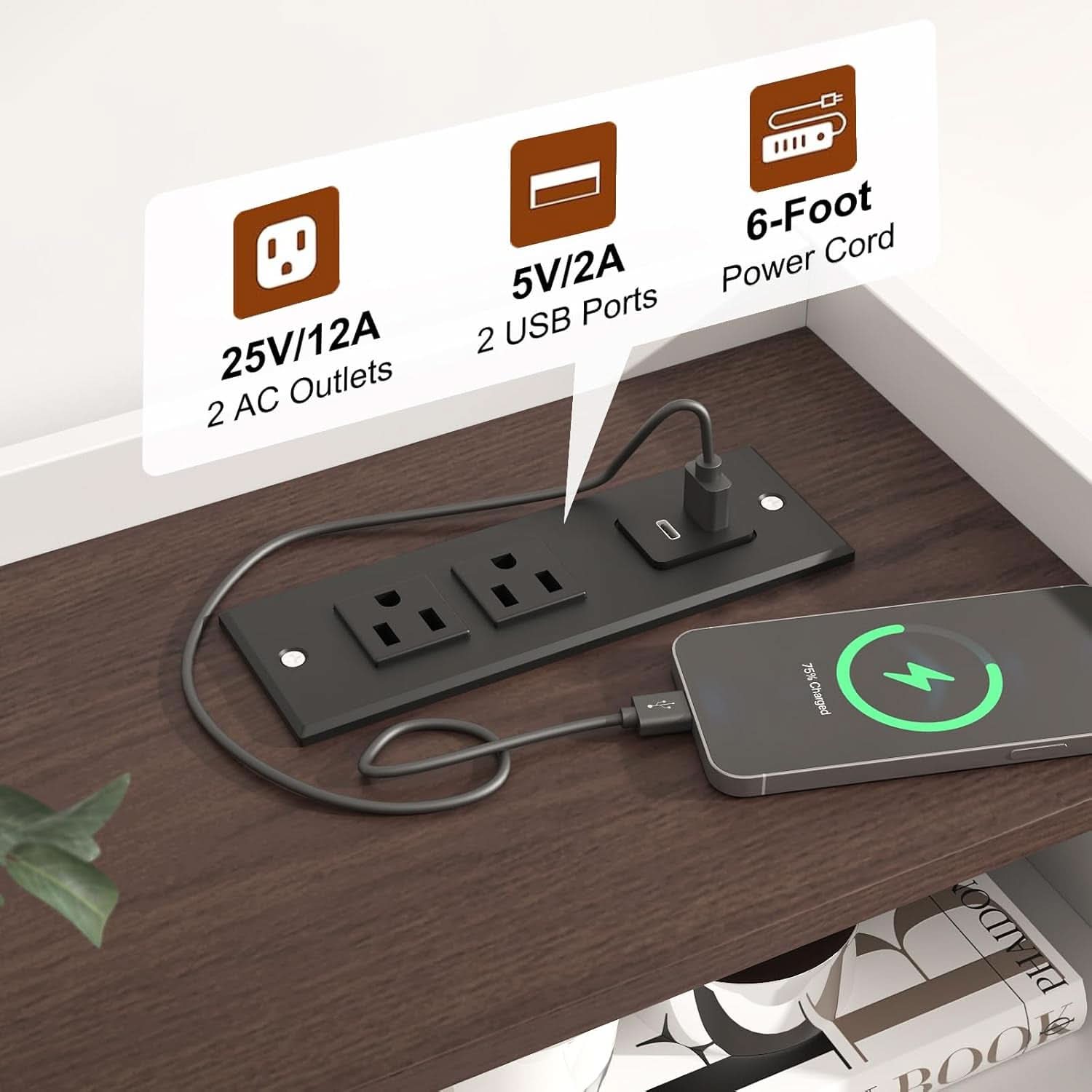 32 Inch Dresser With High Capacity Charging Station