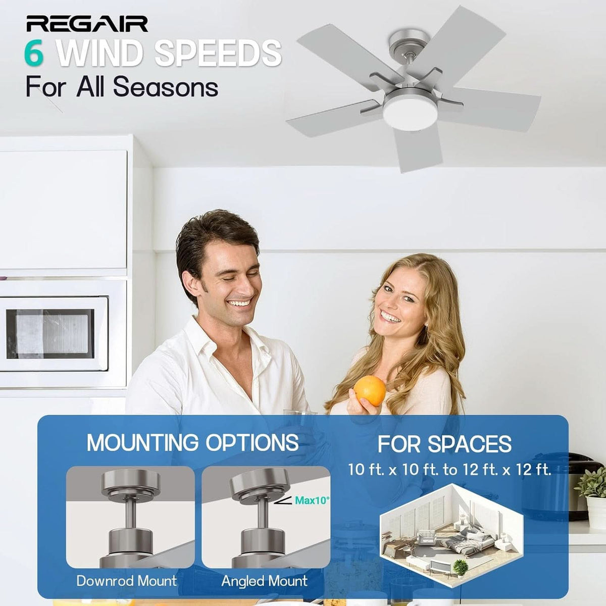 32-Inch Remote Control Ceiling Fan For Indoor Outdoor Living Space