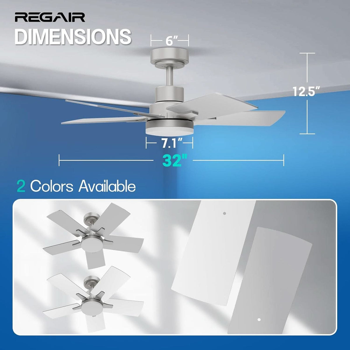 32-Inch Remote Control Ceiling Fan For Indoor Outdoor Living Space