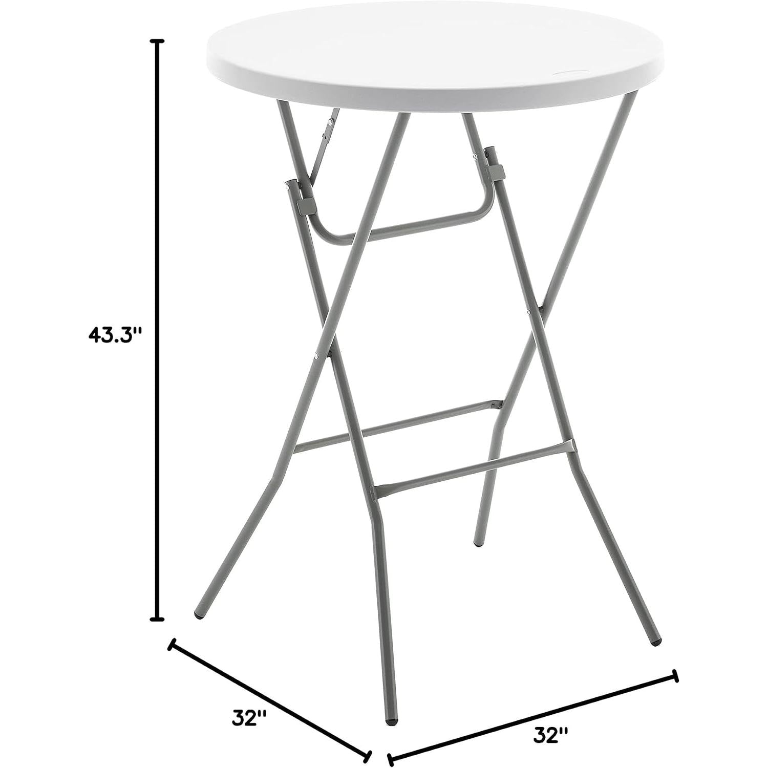 32 Inch Round Bar Height Folding Table White Portable