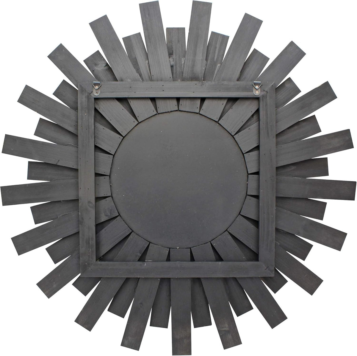 32 Inch Round Wooden Sunburst Wall Mirror Multicolor Finish