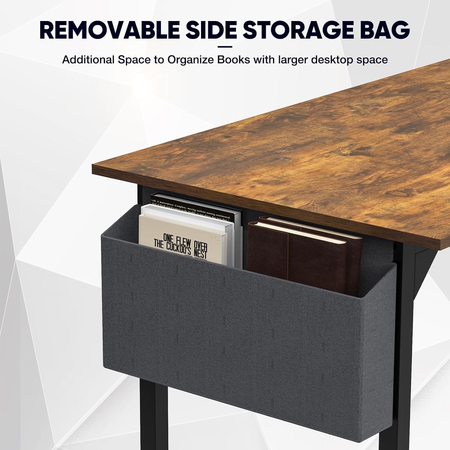 32 Inch Rustic Brown Computer Desk With Storage Home Office