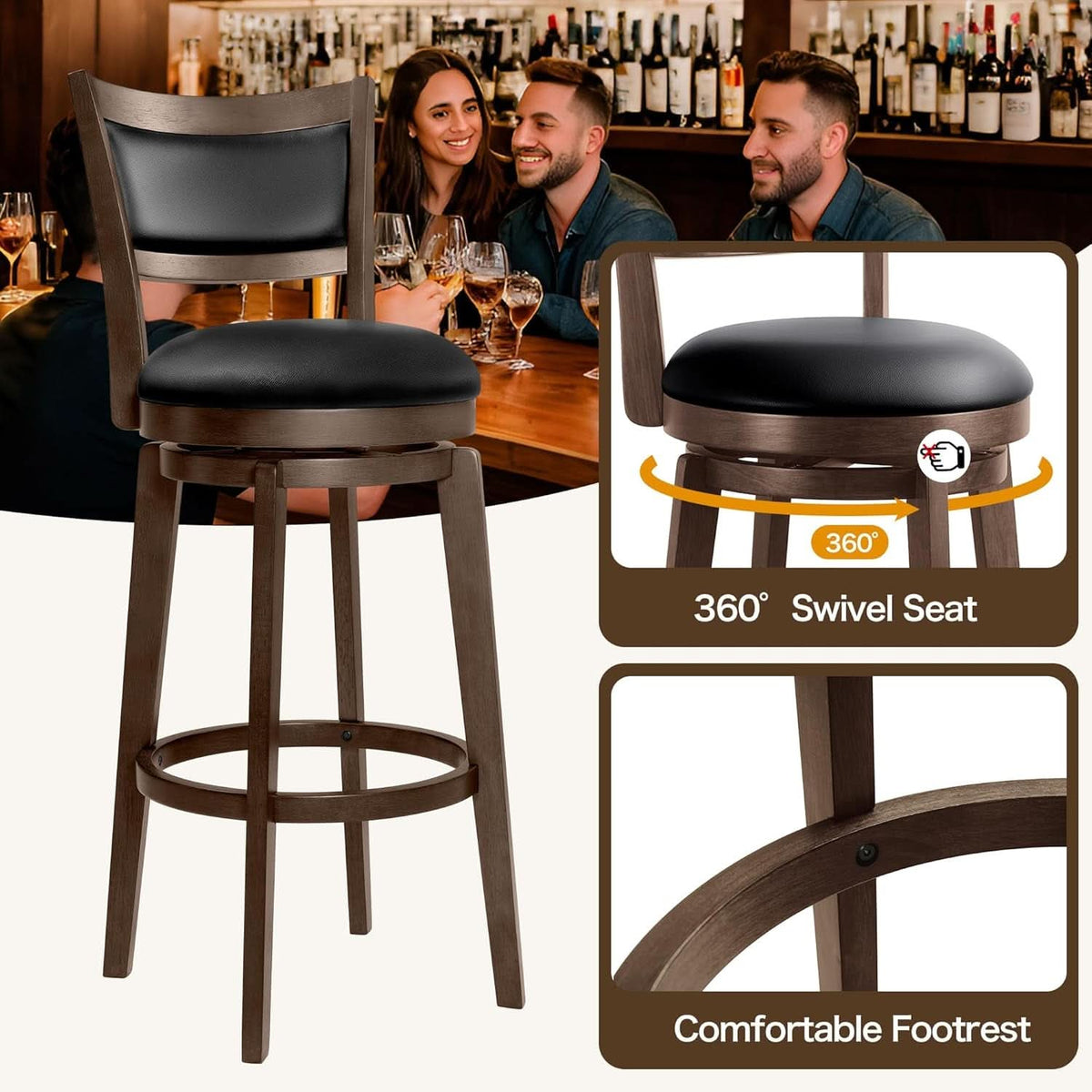 32 Inch Tall Swivel Bar Stools Set of Four