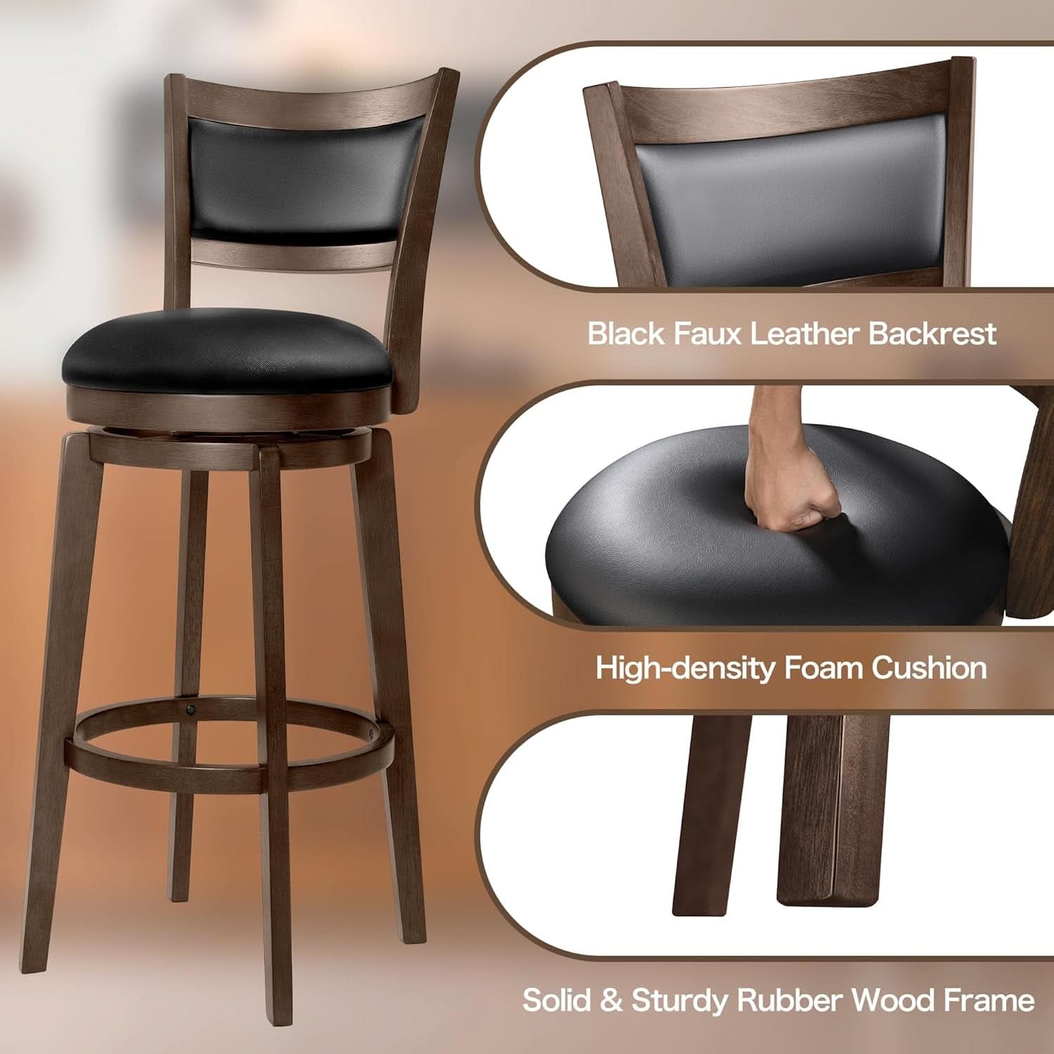 32 Inch Tall Swivel Bar Stools Set of Four