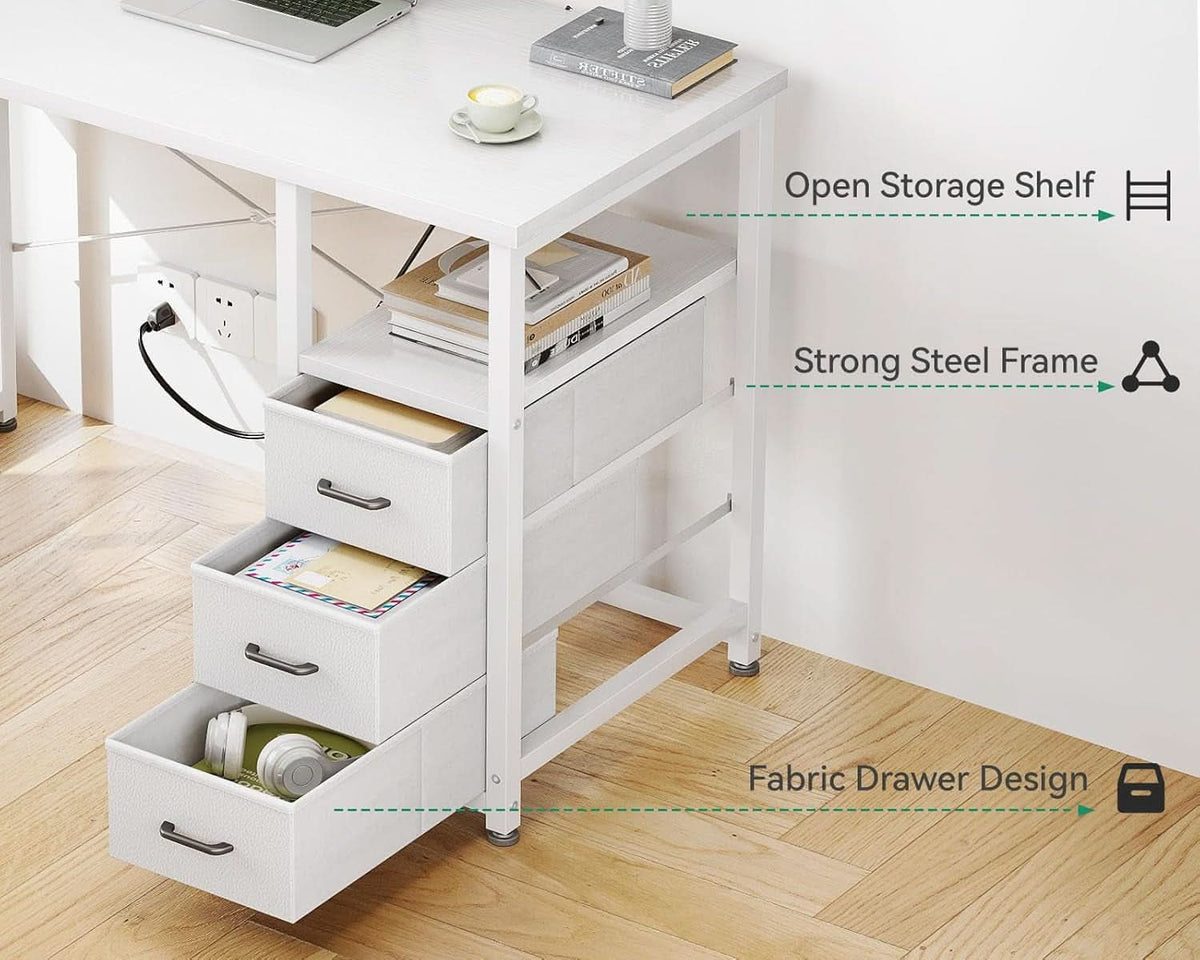 32-Inch Vanity Desk With Fabric Drawers For Small Space
