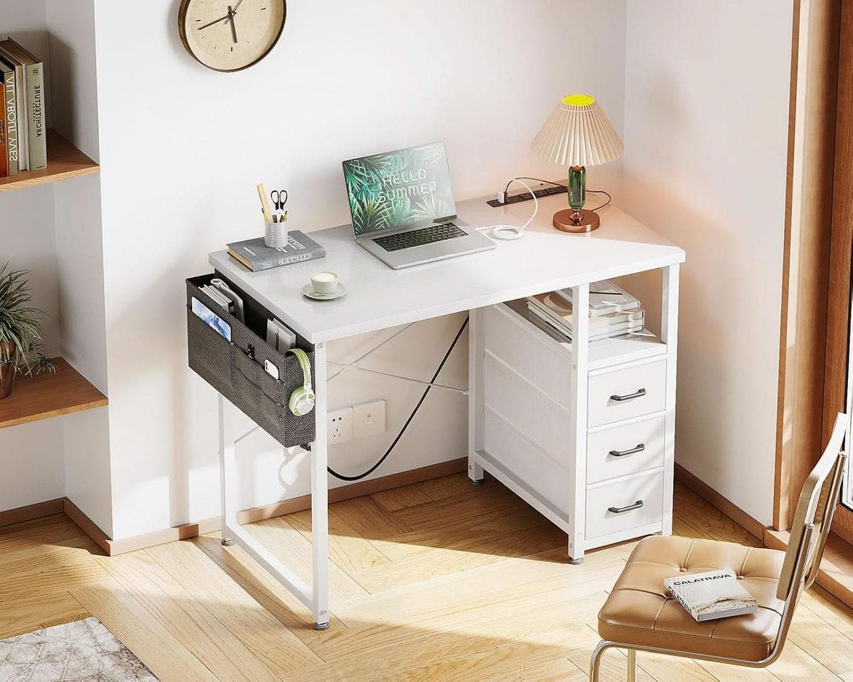 32-Inch Vanity Desk With Fabric Drawers For Small Space