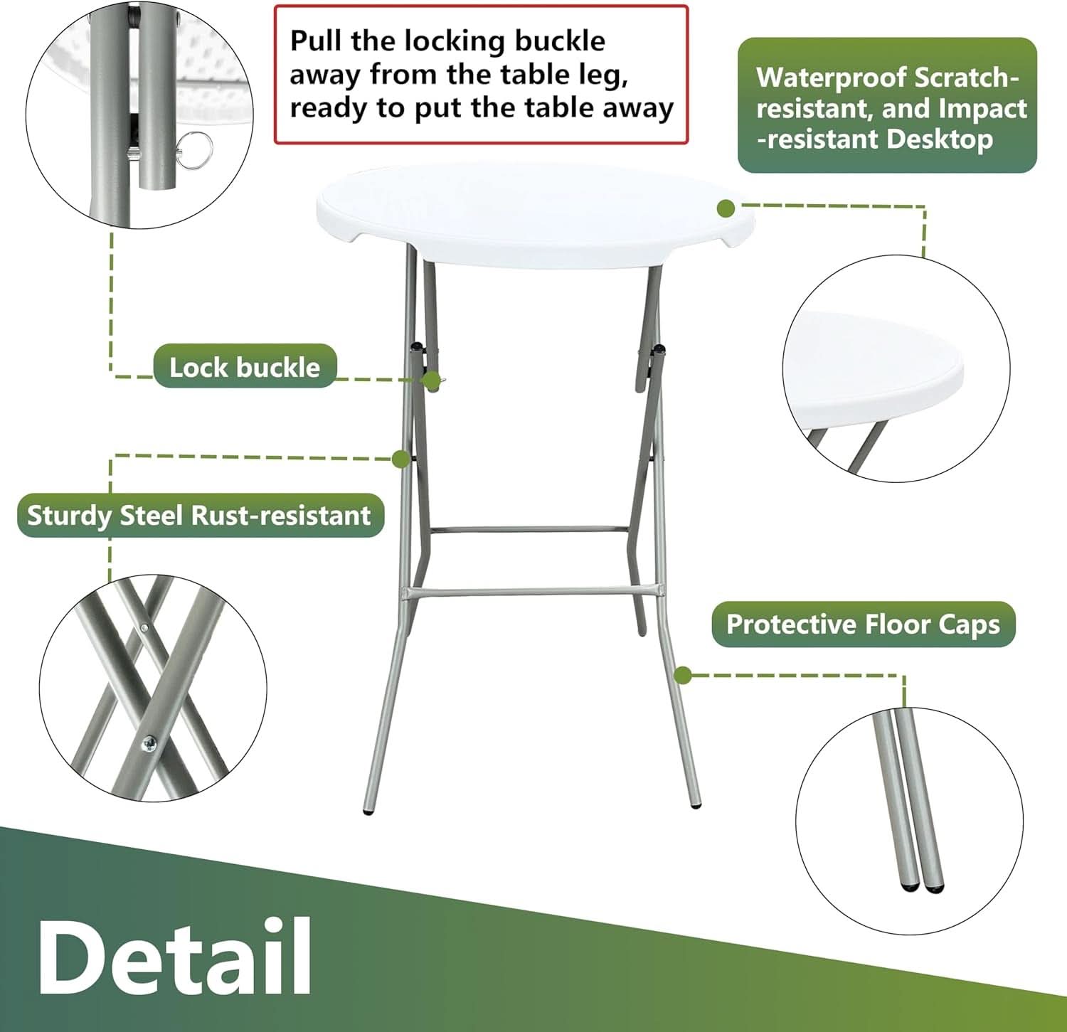 32 Inch White Ultra light weight Folding Table Outdoor