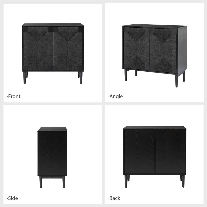 32 Inch Woven Transitional Two Door Accent Cabinet Set