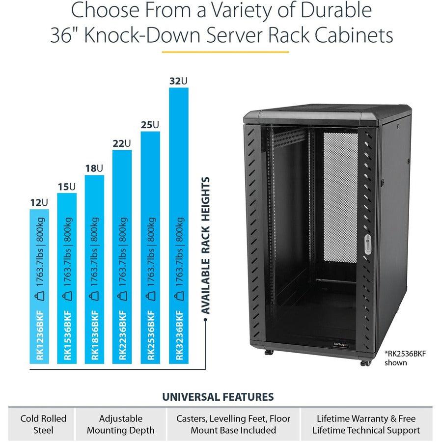 32U Server Rack Cabinet - Lockable Enterprise Data Center Solution | StarTech RK3236BKF