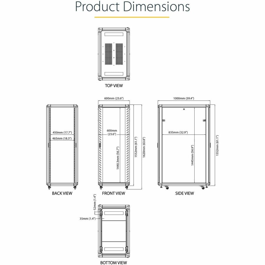 32U Server Rack Cabinet - Lockable Enterprise Data Center Solution | StarTech RK3236BKF
