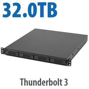 32.0TB (4x2.0TB NVMe + 3x8.0TB HDD) Flex 1U4 4-Bay Rackmount Thunderbolt Storage,