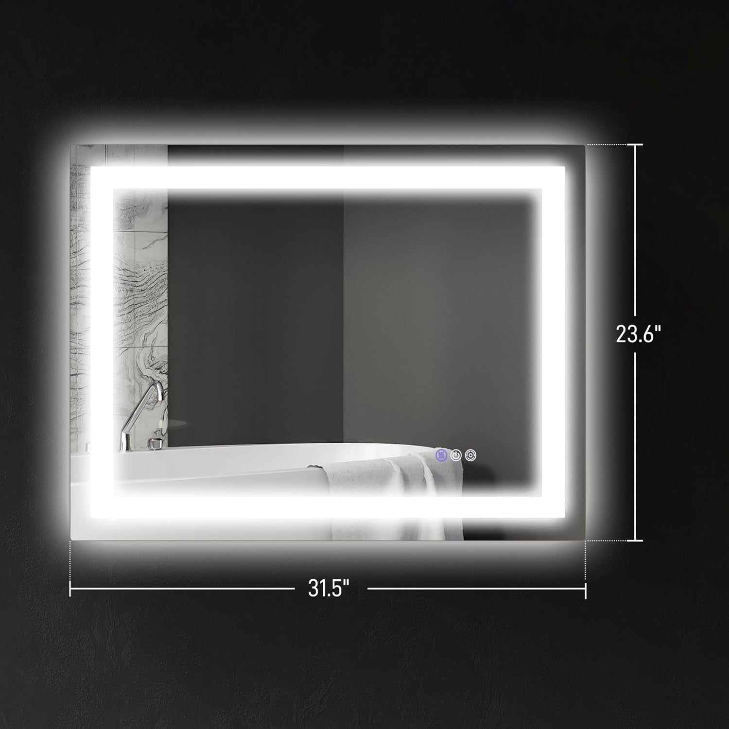 32x24 LED Bathroom Mirror With Anti Fog Dimmable Light