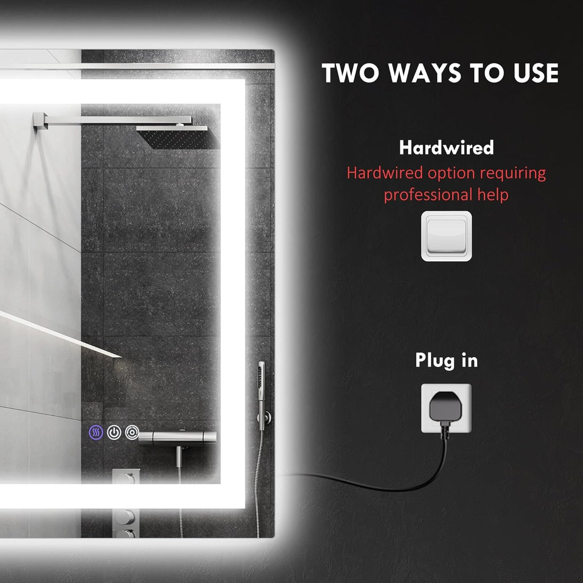 32x24 LED Bathroom Mirror With Anti Fog Dimmable Light