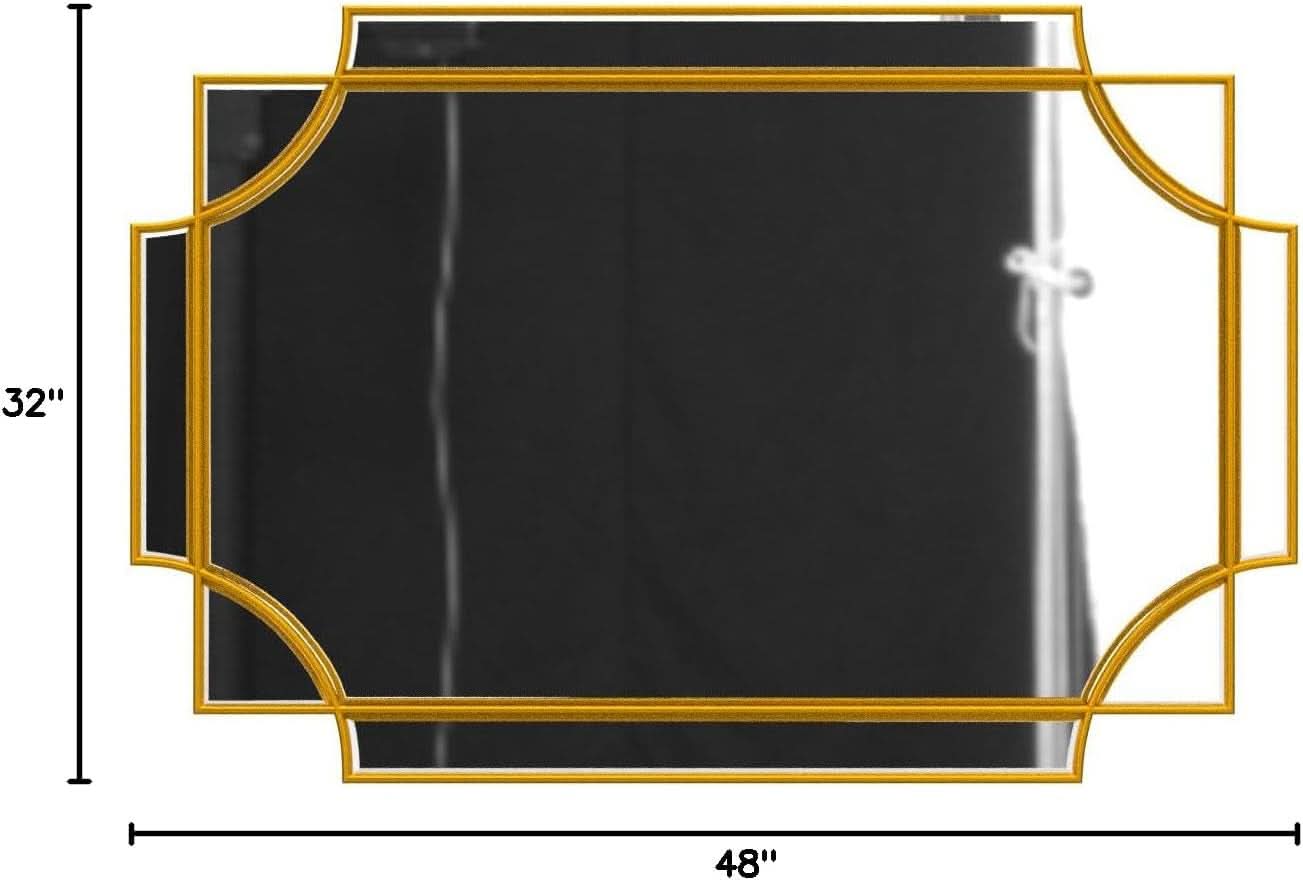 32x48 Inch Gold Wall Mirror Beveled Full Length Mirror