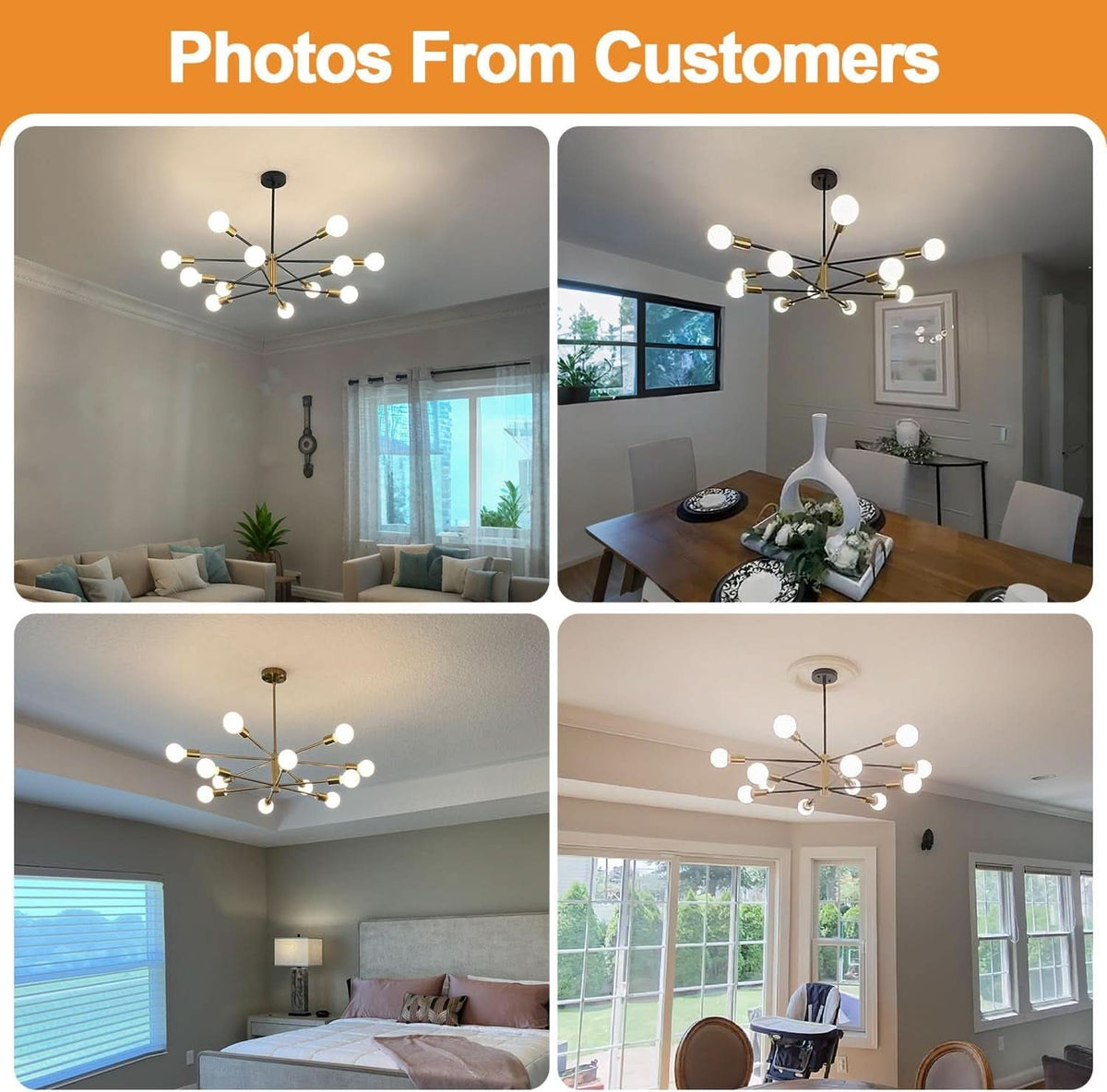 33 Inch Modern Black Gold Chandelier 12 Light Adjustable