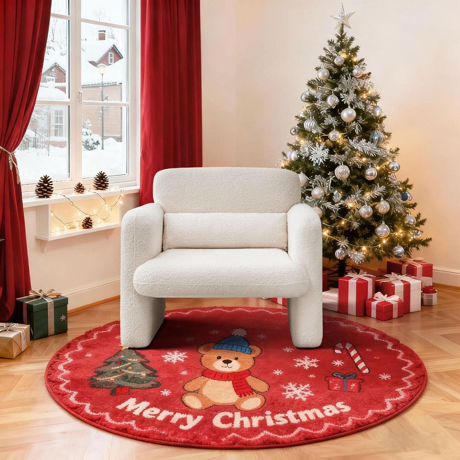 33Inch Sherpa Upholstered Accent Chair With Armrests