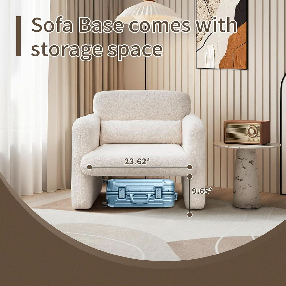 33Inch Sherpa Upholstered Accent Chair With Armrests