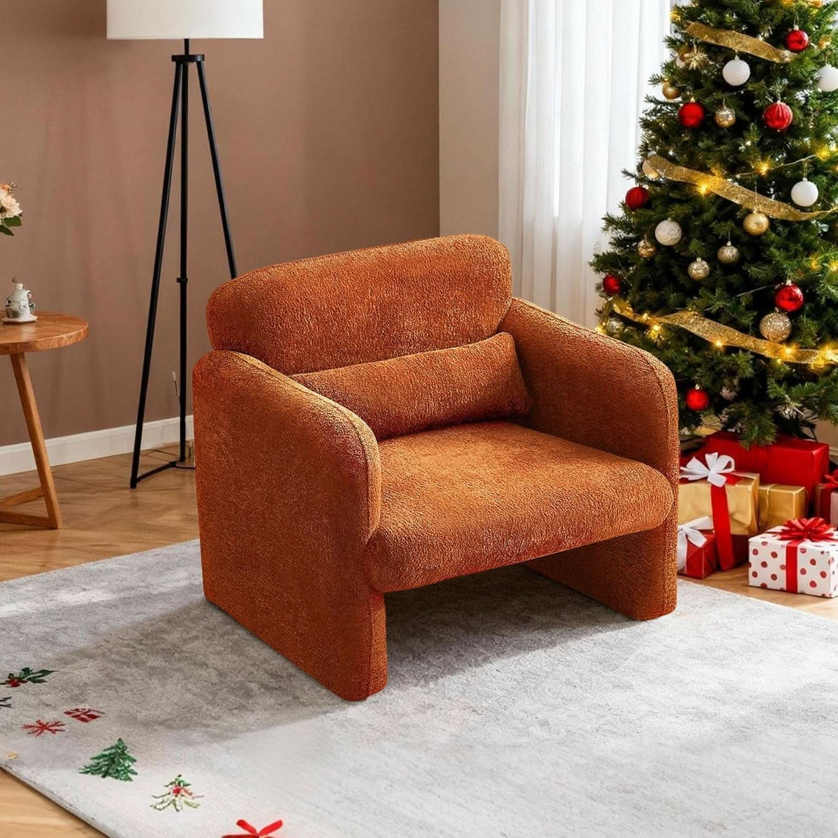 33.86 Inch Sherpa Upholstered Armchair For LivingRoom