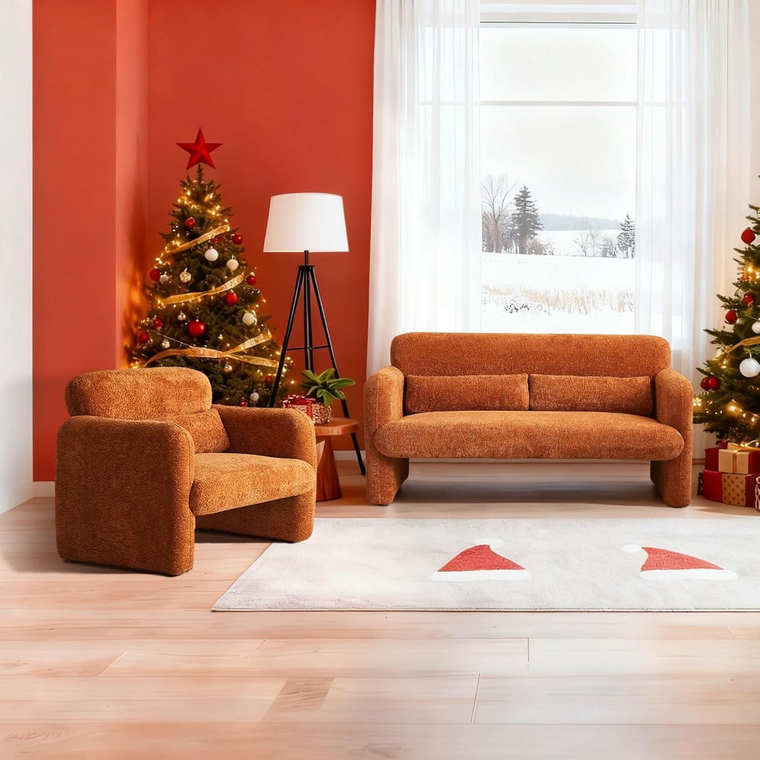 33.86 Inch Sherpa Upholstered Armchair For LivingRoom