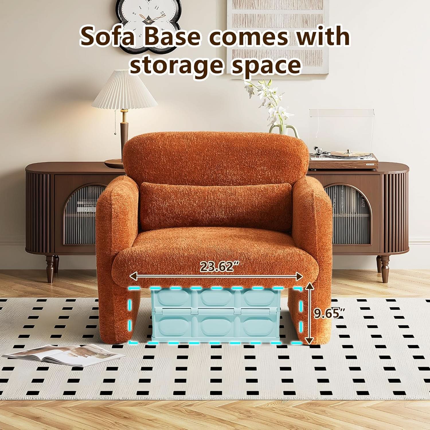 33.86 Inch Sherpa Upholstered Armchair For LivingRoom