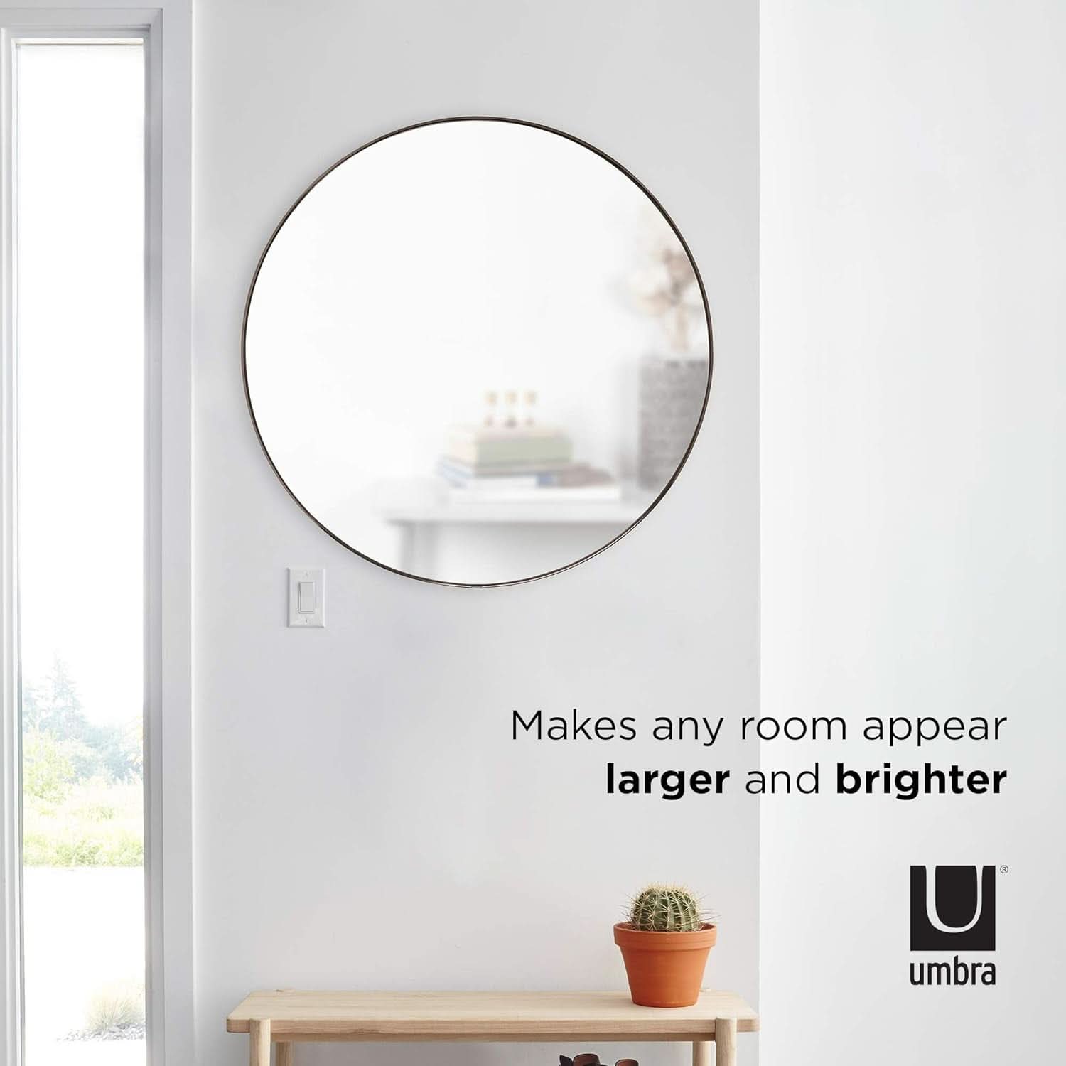 34 Inch Circle Mirror Titanium Finish For Entryways