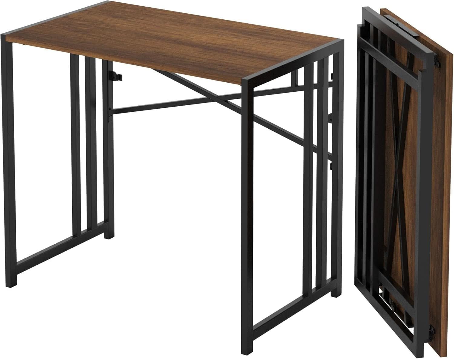 System 35 Computer 35 Inch Folding Computer Desk For Small Spaces Mahogany