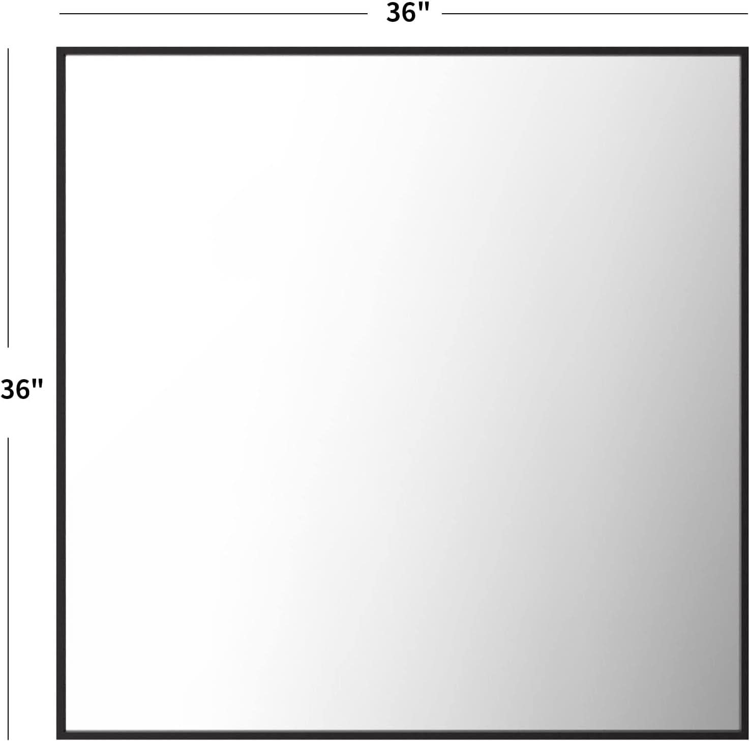 36 Inch Black Rectangle Bathroom Mirror With Tempered Glass