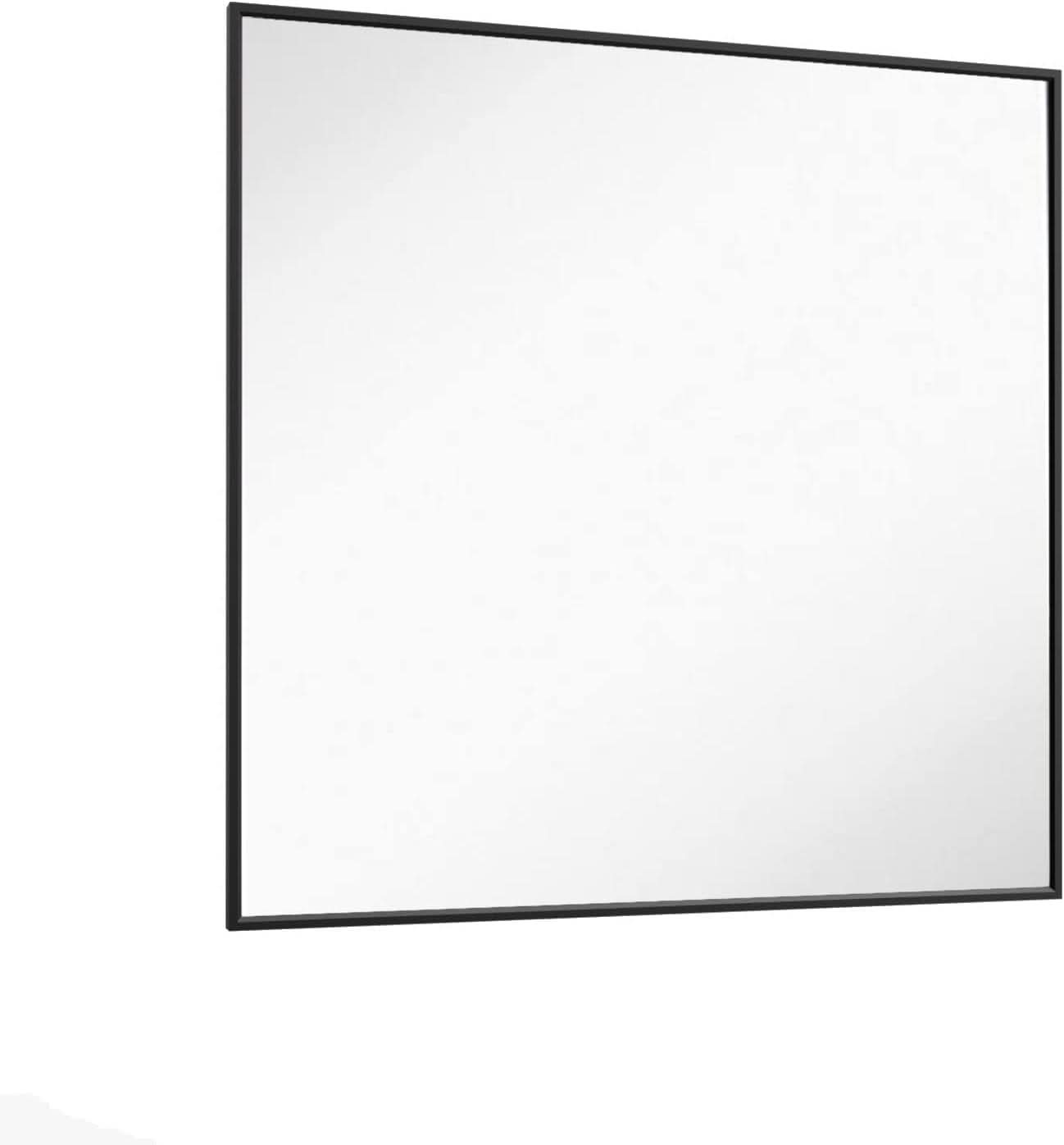 36 Inch Black Rectangle Bathroom Mirror With Tempered Glass