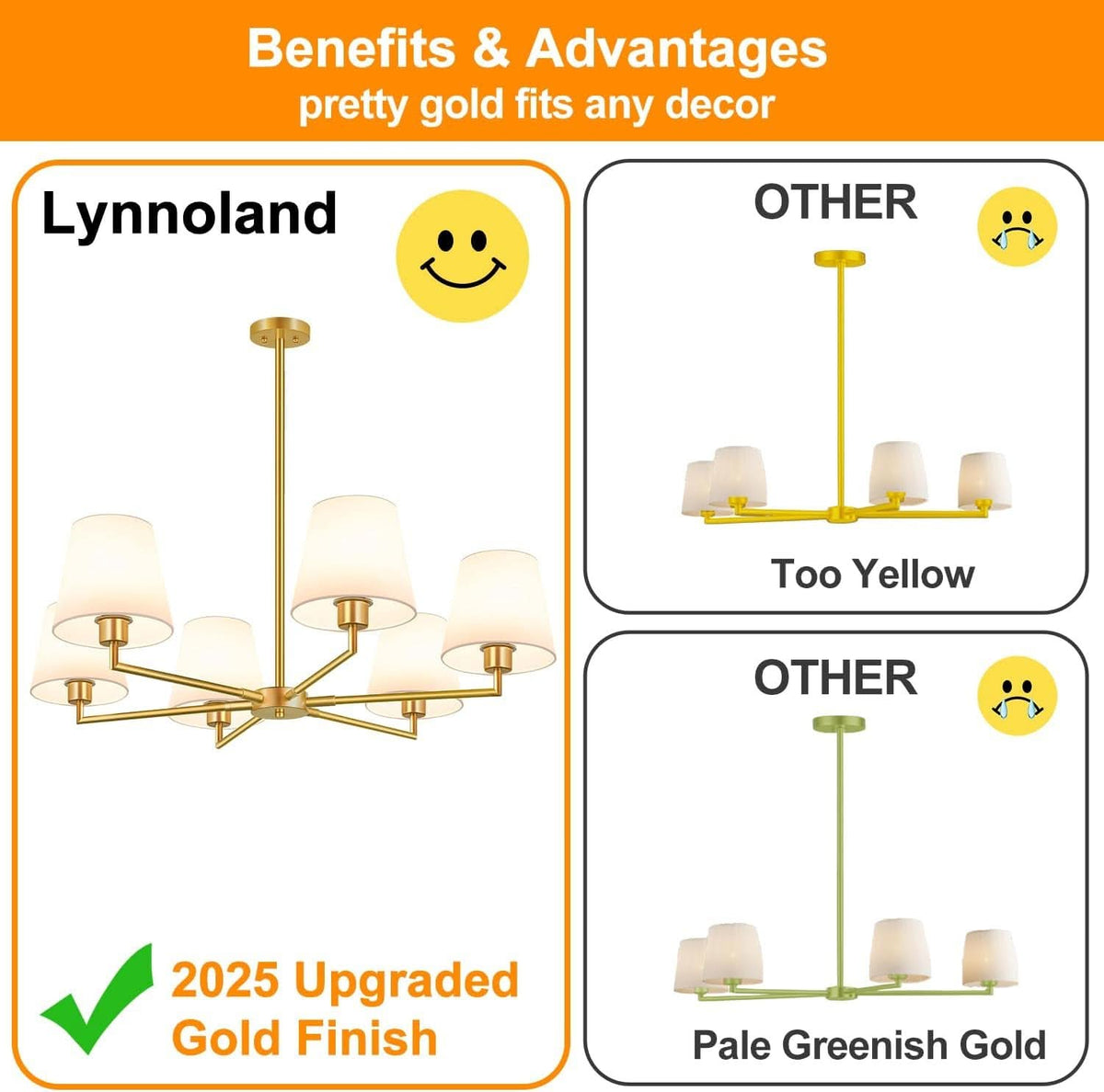 36 Inch Brushed Gold Chandelier Dining Room Light Fixture