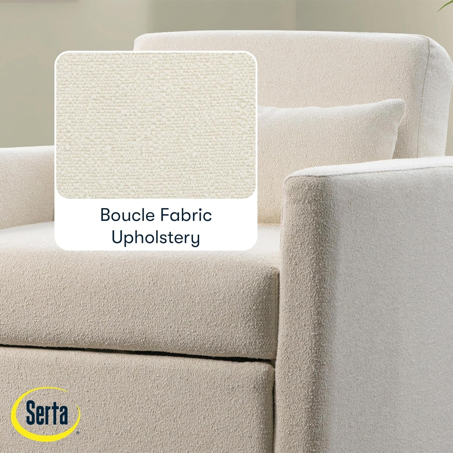 36 Inch Convertible IvoryBoucleTexture Accent Chair Dreamcoil