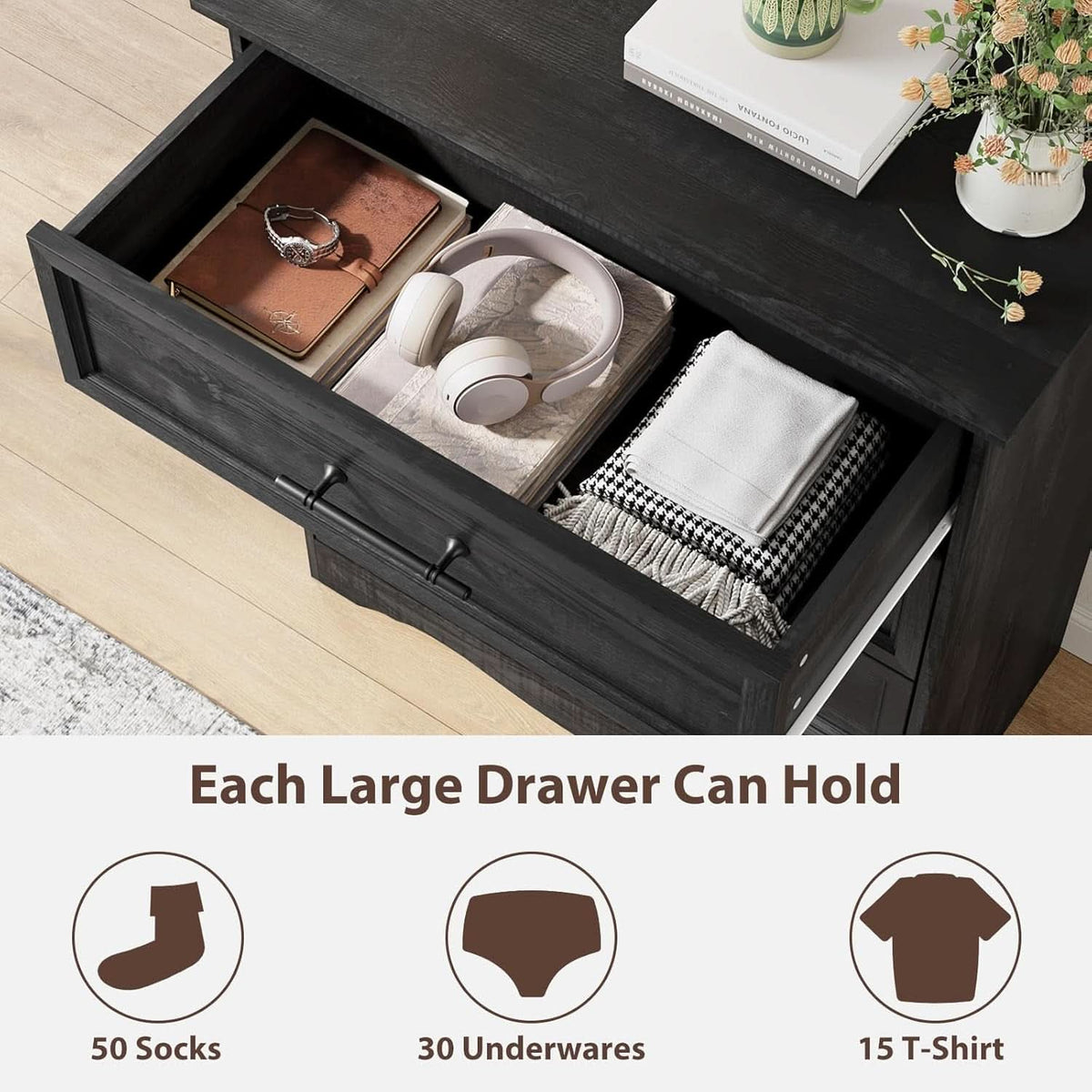 36 Inch Dresser With USB Charging Station Modern Farmhouse