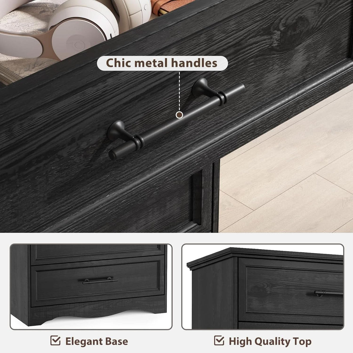 36 Inch Dresser With USB Charging Station Modern Farmhouse
