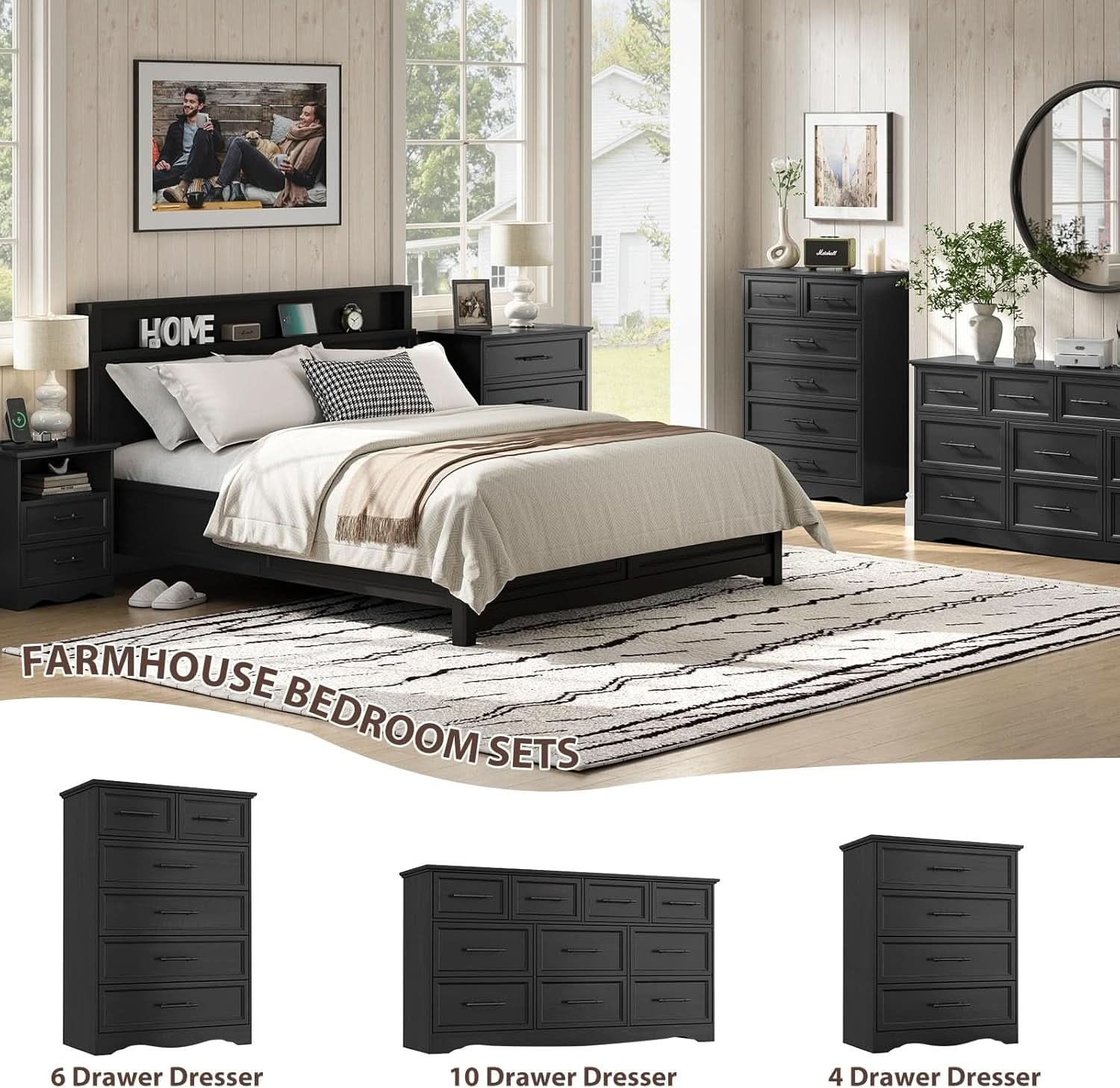36 Inch Dresser With USB Charging Station Modern Farmhouse