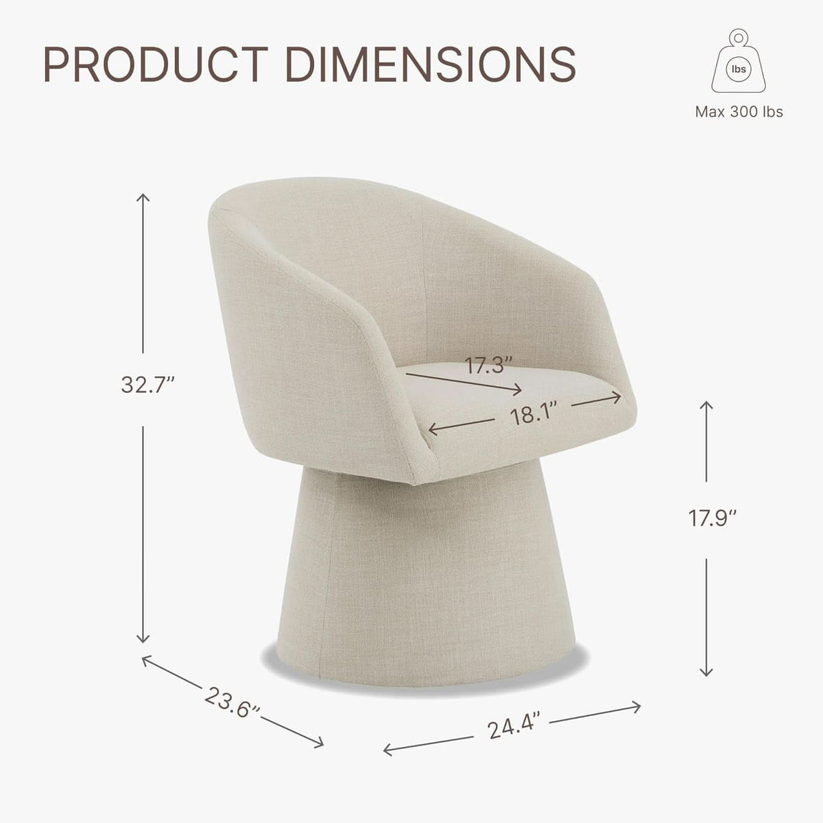 360 Degree Modern Swivel Linen Dining Chairs Set Of 4