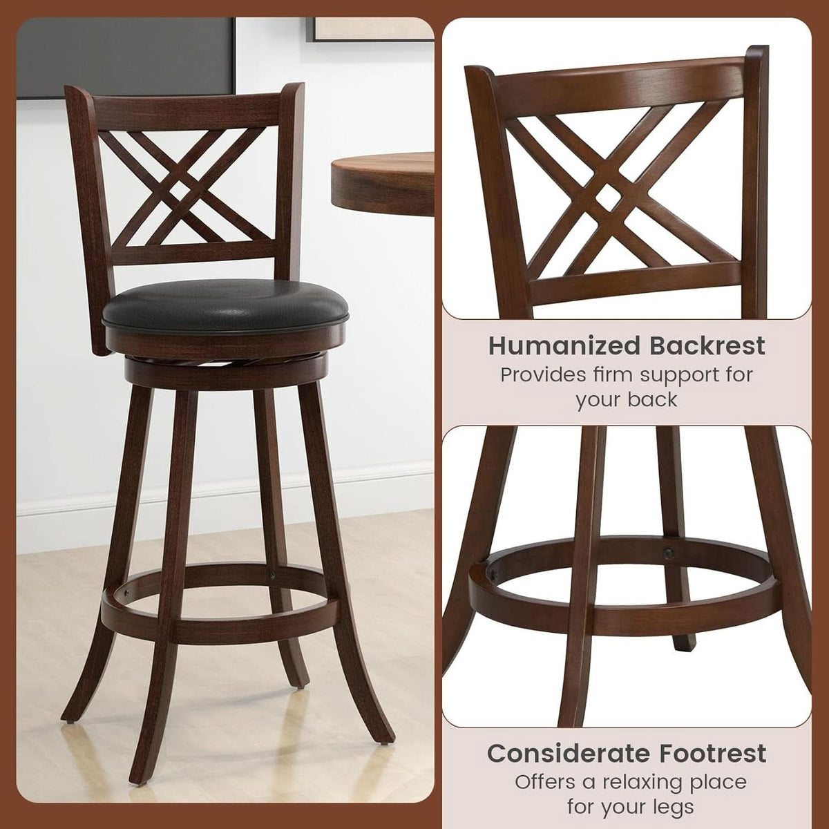 360 Degree Swivel Bar Stools Set of Two